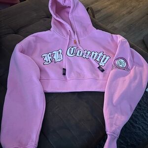 Pink FB County Cropped Hoodie